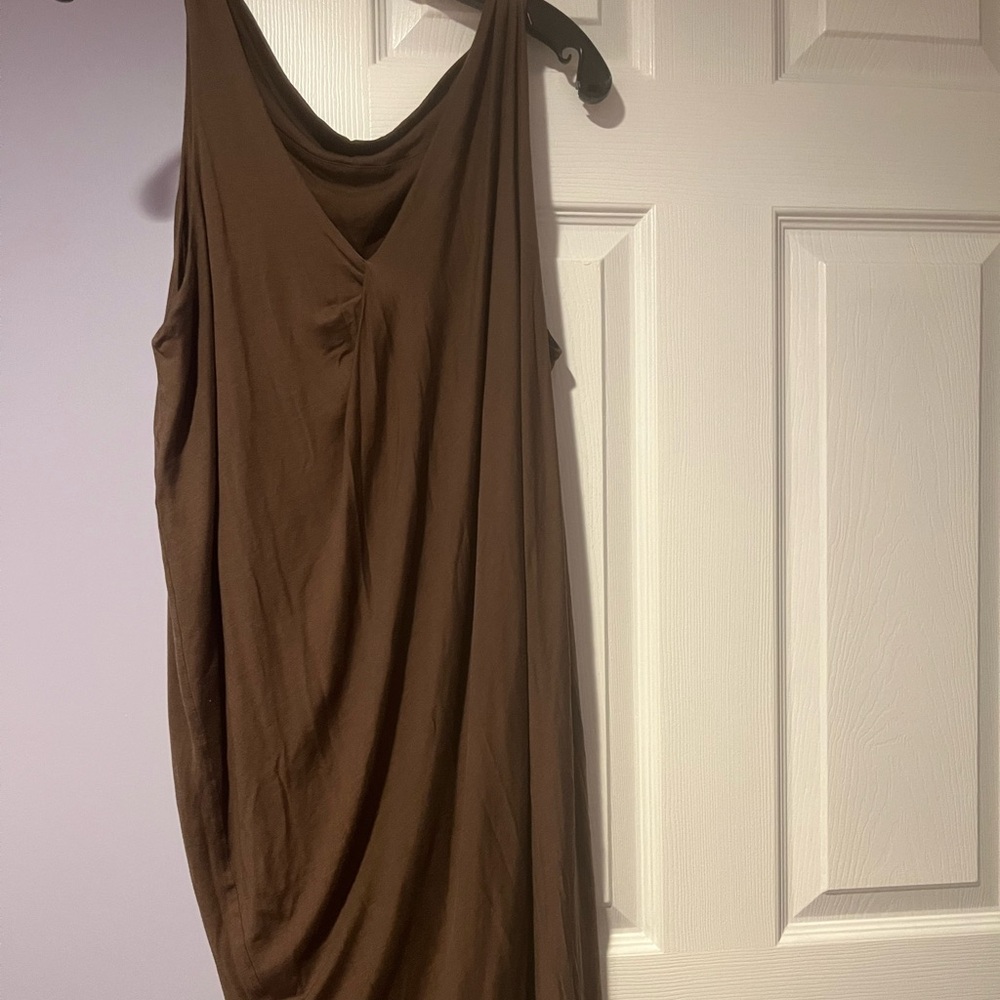 Preowned HELMUT LANG brown curve dress size large